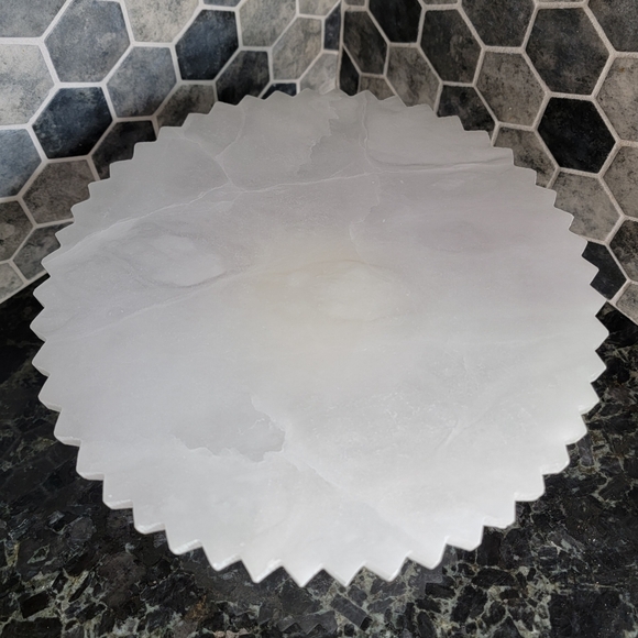 Alabaster Acacia Pedestal Cake Plate Holder Dessert Display - Picture 4 of 5